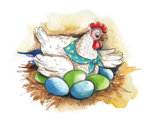 Hasenjunge Hubsi.Eine Illustration von Oskar Pointecker aus den Ostergeschichten von Sabine Aigner in Velden am Wörthersee. Osternestsuche am Ostermarkt.